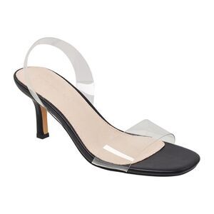 FRENCH CONNECTION Black Clear Lucite Slingback Tia Heeled Sandal